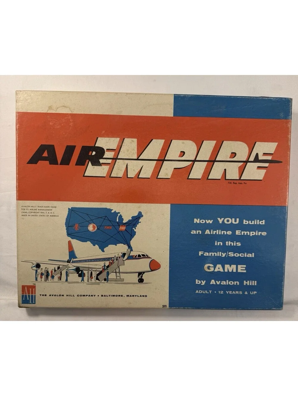 Vintage 1961 Avalon Hill Air Empire Airline Building Board Game Complete